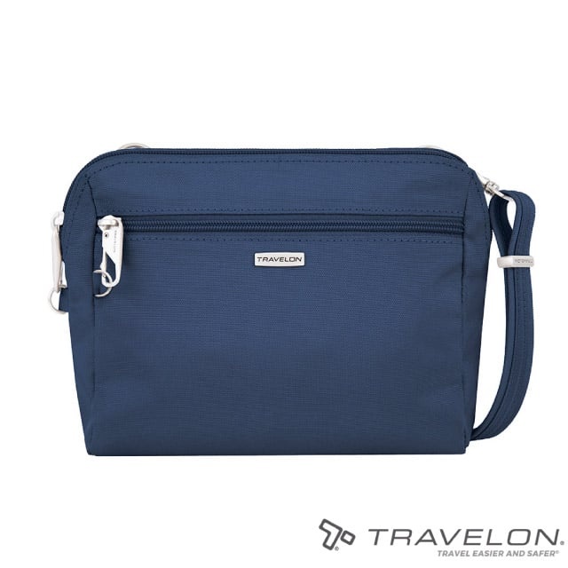 【Travelon】CLASSIC腰/斜背兩用包(20.3X17.8X5.1cm)RFID識別系/TL-43227 深藍✿30E010